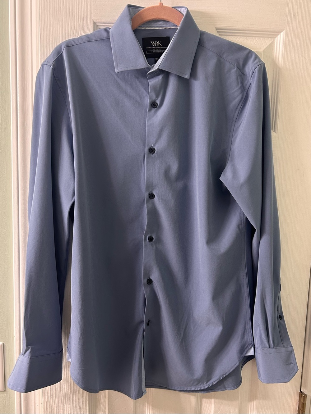 W.R.K. WRK Men’s Dress Shirt Size 15.5 Blue 4-Way Stretch Long Sleeve Button Up